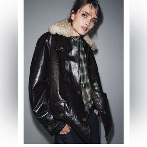 ZARA FAUX FUR COLLAR JACKET